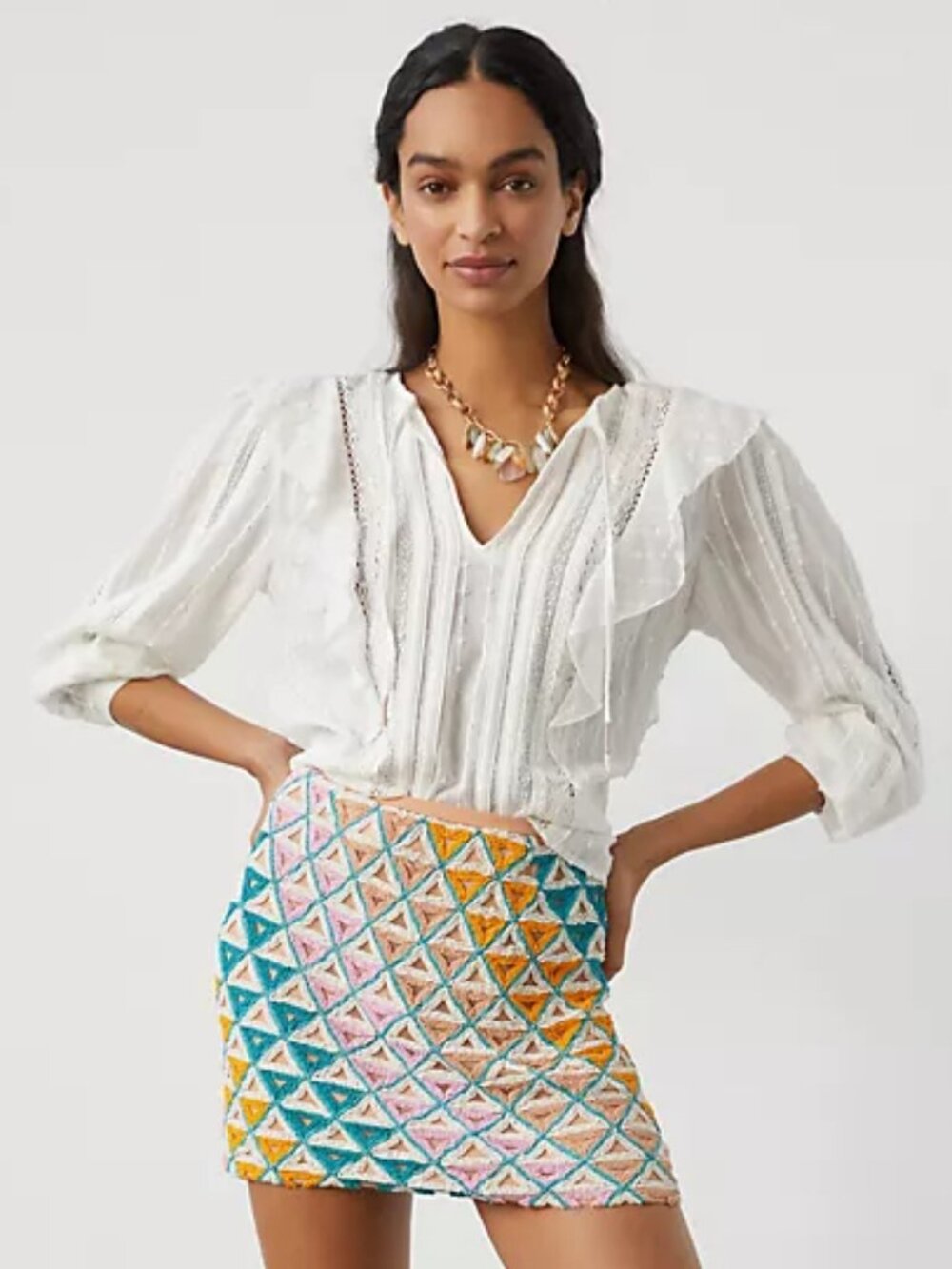 Walter Baker | Carrie Vera Cruz Multi Colored Hand Beaded Mini Skirt | NWT